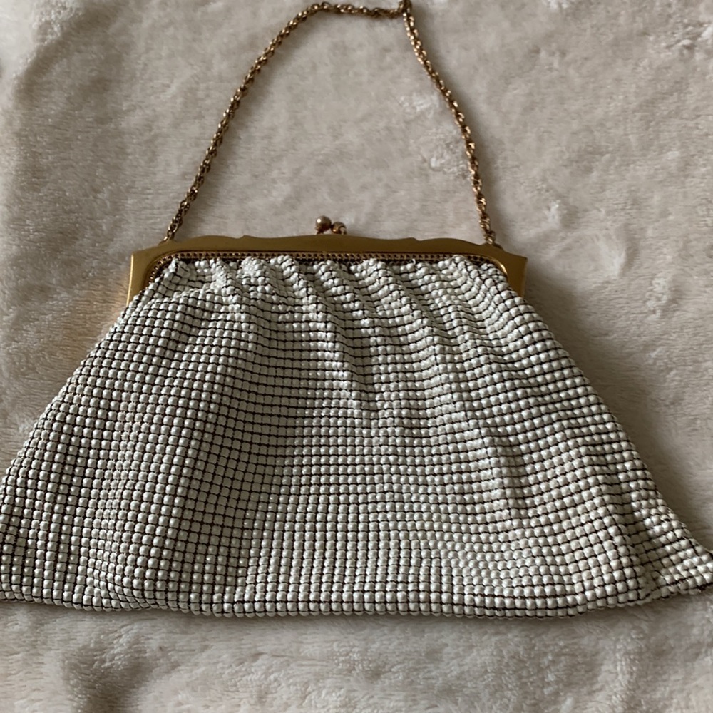 Whiting and Davis White Mesh Evening Bag Made  in USA